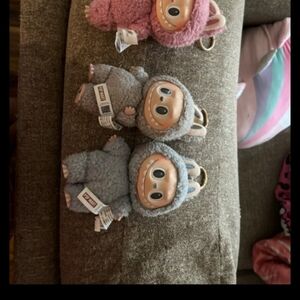 Adorable Plush Monster Keychains - Pink and Gray Athenic Labubu Lot
